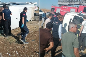 Adıyaman'ın Samsat ilçesinde devrilen yolcu minibüsündeki 12 kişi yaralandı